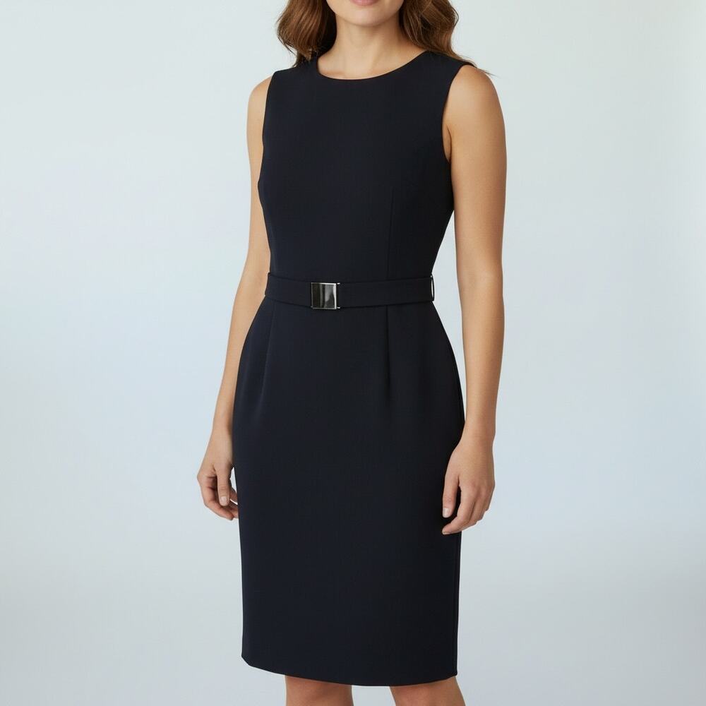 Vicky Tiel Vintage Black LBD Pencil Dress with Belt Size 4